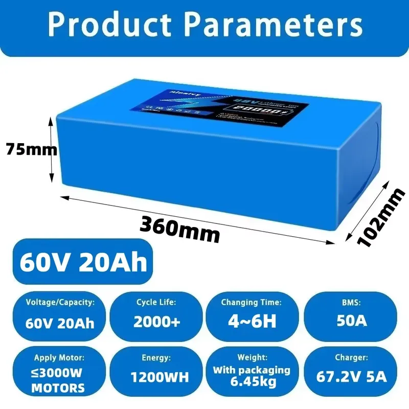 بطارية ليثيوم Aleaivy 60V 20AH - مراجعة 60V 30Ah 21700 Battery Pack وسعره